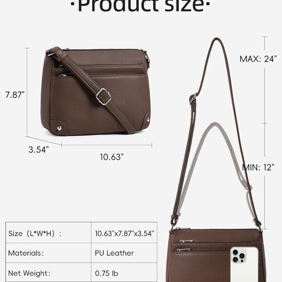 Crossbody Bags for Women, Medium Size Shoulder Handbags, Satchel Purse with Mult - Picture 3 of 9